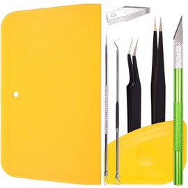 AHCHAY Vinyl Weeding Tool Kit with Tweezers, Weeder Hook, Plastic Scraper, Hobby Knife for Craft, Vinyl, Paper, Heat Transfer Sheet, Sticker Application