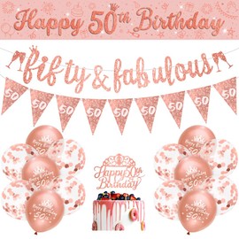 Womens 50th Birthday Decorations Rose Gold 50th Rose Gold Birthday Decorations Women Happy 50th Birthday Decorations by RichMoho