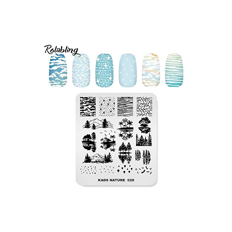 Nail Stamping Plate Fashion Nature Lake Lakeside River Seaside Jungle