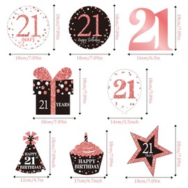 21st Birthday Party Decorations, Rose Gold 21st Birthday Hanging Swirls Ceiling Decorations Shiny Foil Swirls for Women Girl Bday 21 Years Old Birthday Home Table Decorations Supplies 30 Count