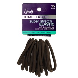 Goody Total Texture Super Stretch Elastics,15 Count, Brown, Suitable for All Hair Types, Ouchless Pain-Free Hair Accessories for Women, Men, Boys & Girls, All Day Comfort, Won't Break or Snag