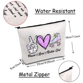 Roller Skating Makeup Bag Peace Love Rooler Girl Bag Skater Team Fan Gift Skater Lover Gift Roller Skates