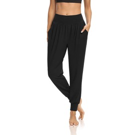 DIBAOLONG Womens Yoga Joggers Loose Workout Sweat Pants Comfy Lounge Pants with Pockets Black XL