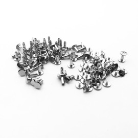 Julyun 50 Sets Metal Snap Rivets Chicago Screw 5MM Length, Slotted Cross Head Stud Nail Rivets, Chicago Button for DIY Planner, Leather Decoration, Bookbinding