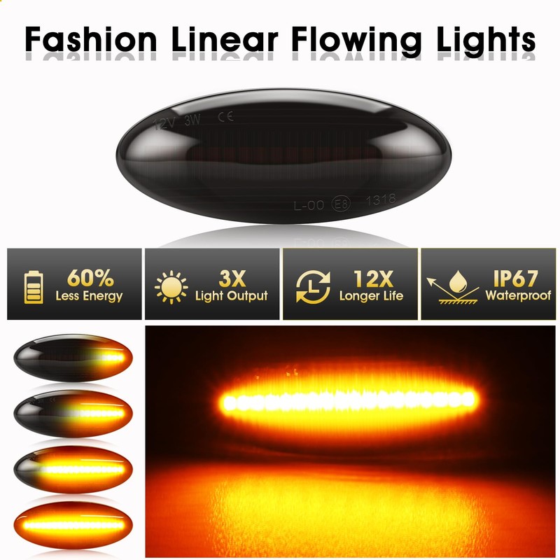 WinPower Side Indicator Lights Side Marker Lights Compatible with Nissan
