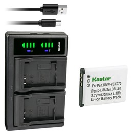Kastar 1-Pack Battery and LTD2 USB Charger Compatible with Sanyo VW-VBX070, VPC-GH2, VPC-GH3, VPC-GH4, VPC-PD1, VPC-PD2, VPC-PD2BK, VPC-X1200, VPC-X1220, VPC-X1420 Digital Cameras