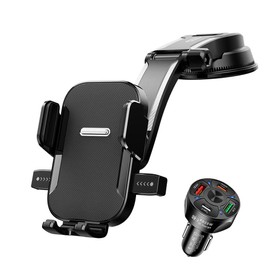 Soporte Celular Automvil con Cargador de Coche 4 Puertos USB, Porta Mvil Giratorio 360, Compatible con Salpicadero y Parabrisas, Car Phone Holder...  