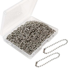 100 Pcs Ball Bead Chain Ball Chain Keychain Dog Tag Metal Bead Chain Beaded Chain Connector Clasp 4.72 Inch Long 2.4mm Beads Chains for Jewelry Making Key Rings Crafts DIY Hanging Decoration (Silver)