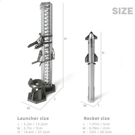 QIYUMOKE 1/400 Starship Rocket Model Kits for Spacex Spacecraft Model Rockets for Adlut with Mechazilla Stand NASA Static Starship Models for Space Enthusiasts Gift or Desktop Display(14.57" L)
