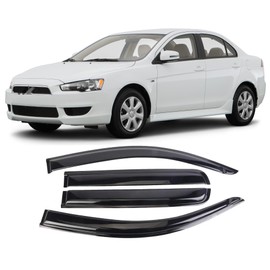 WONSABON Tape-On Window Visors Deflectors Rain Guards 4 Piece Set ‎Compatible with 2008-2017 Mitsubishi Lancer