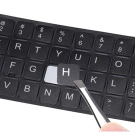 2PCS Universal English Keyboard Stickers with Tweezer, Keyboard Stickers Black Background with White Lettering, Keyboard Letters Replacement Sticker for PC Laptop Desktop Computer -English