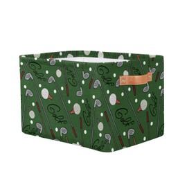 OMFUNS Sports Golf Rectangle Storage Basket Golf Ball Foldable Storage Bin Cubes with Handles Large Organizer Bins Boxes Toy Closet Shelf Nursery Laundry Basket Home Decor