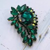 SELOVO Leaf Flower Green Rhinestone Crystal Brooch Pin Accessory Gold