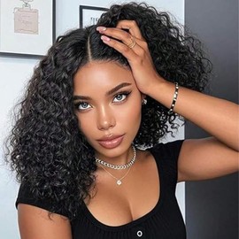 Deep Wave Bob Wig Human Hair 180% Density 13X4 Hd Lace Front Wigs 12inch Deep Curly Human Hair Bob Wigs For Black Women