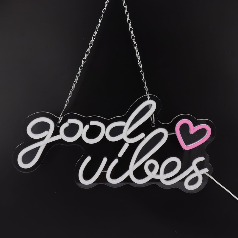 Neon Sign Good Vibes LED Light Acrylic USB Powered Wall