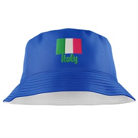 Purple Print House Italy Embroidered Bucket Hat Mens Womens Unisex Italian Italia Embroidery Rugby Supporter Footy Fan Gift Sports Hat Birthday Father?s Day Men Women, S, Navy