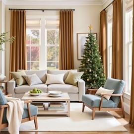 Lazzzy Velvet Blackout Curtains Thermal Insulated Room Window Drapes Super Soft Luxury Curtains for Living Room Bedroom Rod Pocket 2 Panels, Gold Brown, 52" W x 108" L