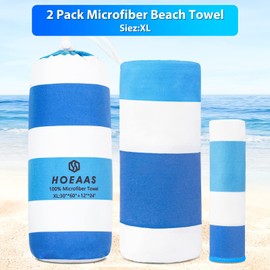 2 Pack Microfiber Beach Towel,Quick Dry Camping Towel,Sand Proof Ultra Soft Extra Large Beach Towels,Compact Lightweight Super Absorbent Travel Towel for Pool Camp Yoga Bath Picnic