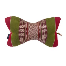 Collumino Traditional Thai Kapok Neck Support Pillow for Yoga Massage or Relaxation (Green, Burgundy)