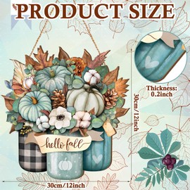 Boao Fall Welcome Door Sign Pumpkin Hanging Door Decor Thanksgiving Wooden Sign Autumn Door Decorations Pumpkin Maple Leaves Door Hanger for Outdoor Farmhouse Porch Front Door (Pastel Pattern)