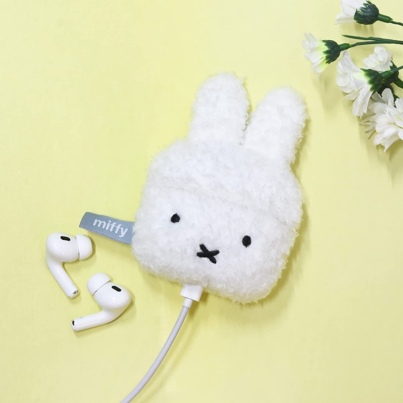Gourmandies MF-368WH Miffy Airpods Pro (2nd Generation), Fluffy Case, Face,