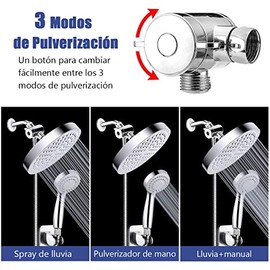 Regaderas para Baño,Combo de 6''Cabezal de Ducha de Lluvia de Alta Presión y 9''Shower Head de Mano,con Manguera de 58''y 3 Modos,con Botón de Control de Flujo,Boquilla Autolimpiante,para Baño,Hotel