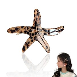 Leopard Starfish Hair Clips for Women Girls Beach Sea Star Hair Pins for Women Decorative Hair Accessories Short Hair Clips Thick Fine Hair Leopard Print Sea Hair Clips Beach Theme
