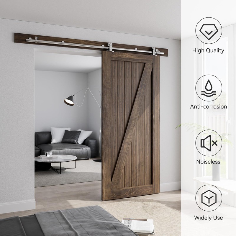 CCJH 6 FT Stainless Steel Sliding Door Hardware Kit, Top