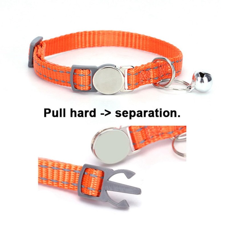 Black Breakaway Dog Collar with Bell, Reflective Puppy Collar Safety