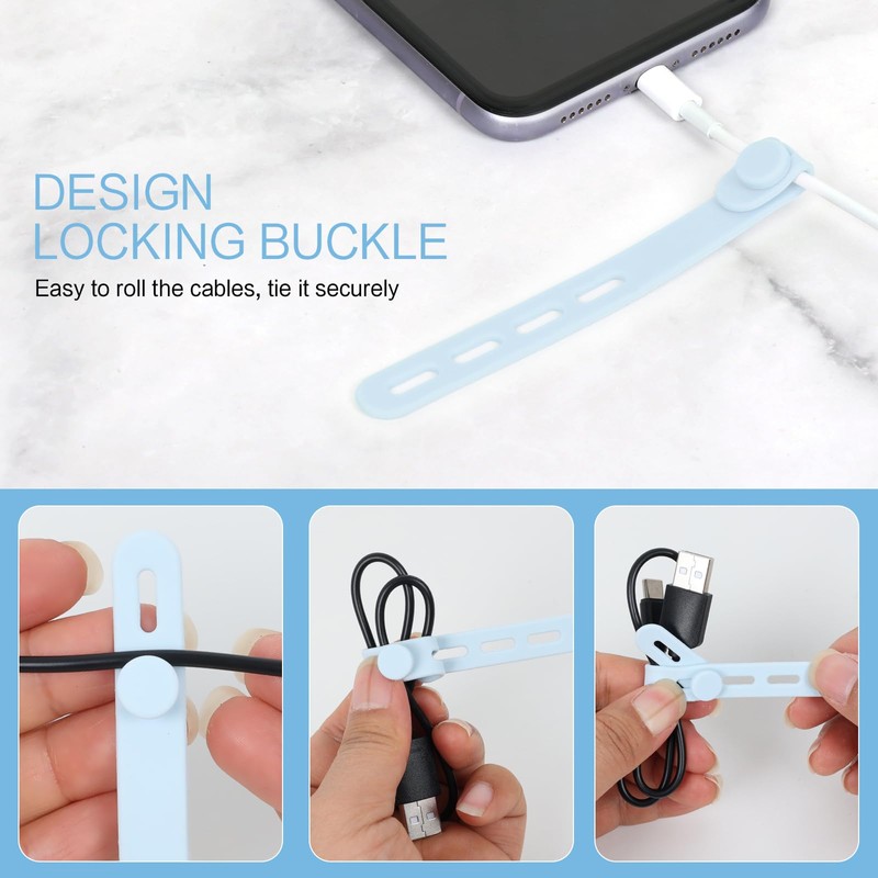 Donruby 24Pcs Silicone Cable Ties - Reusable & Washable with