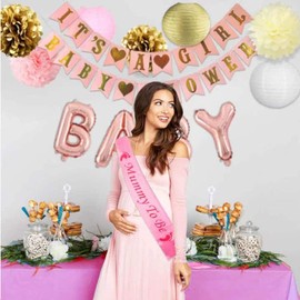 HCRXVV Rosa ITS A Girl Babyparty Deko Mädchen, Baby Shower Girlande,2 Stück Babyparty Banner für baby shower deko girl Gender Reveal Party Photo Props