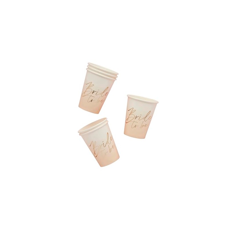 8 Bride to Be Cups, Hen Party Paper Cups, Gold