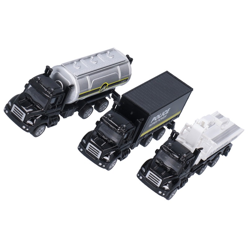 3pcs 1:50 Truck Model Toy Set Pull Back Recovery Tanker