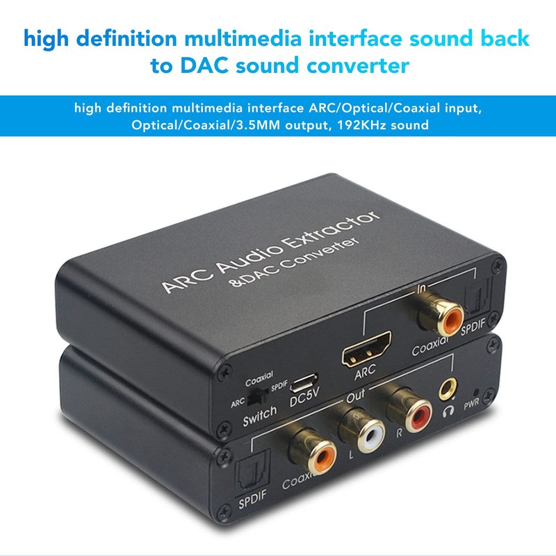 Digital To Analog Audio Converter 192KHz HDMI ARC Audio Extractor
