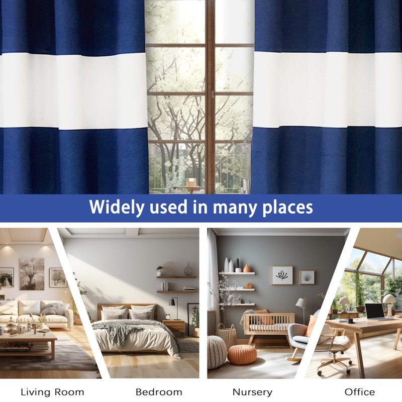 DriftAway Navy Stripe Room Darkening Window Curtains 84 Inch Long