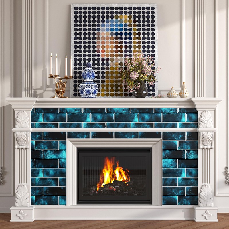 FunStick Kitchen Tile Stickers Dark Blue 3D Peel and Stick