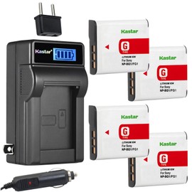 Kastar 4-Pack NP-BG1 NP-FG1 Battery and LCD AC Charger Compatible with Sony Cyber-Shot DSC-W300, Cyber-Shot DSC-W30, Cyber-Shot DSC-W35, Cyber-Shot DSC-W40, Cyber-Shot DSC-W50 Cameras