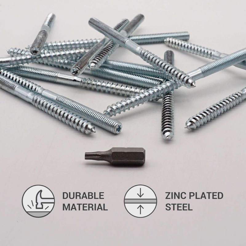SKIR'CO (10 pcs) Hanger Bolts M6 x 100 mm, Double