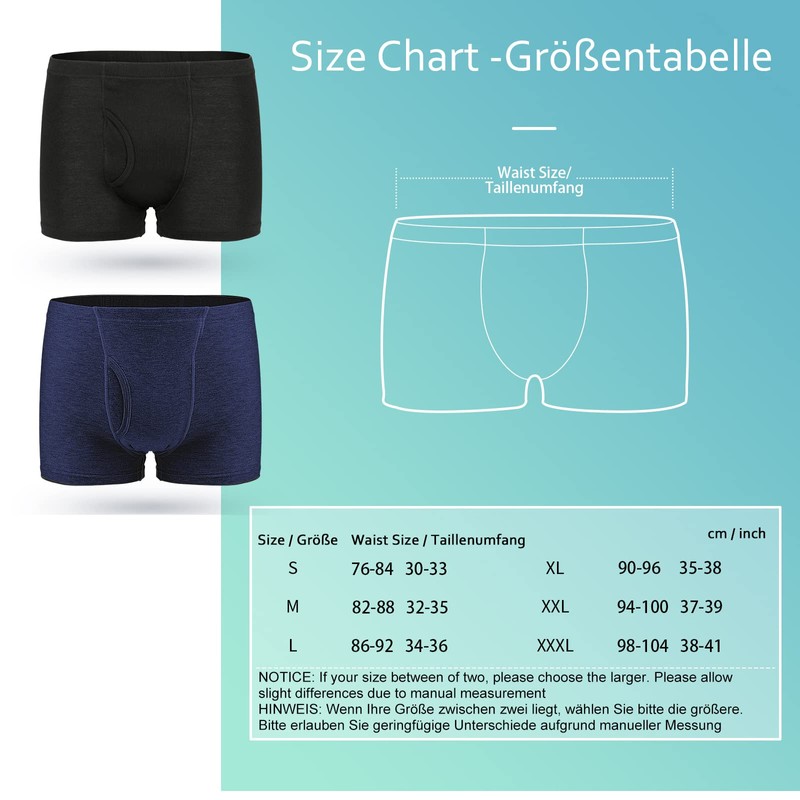 3 Pcs Men’s Incontinence Pants Incontinence Boxer Brief with Absorbent