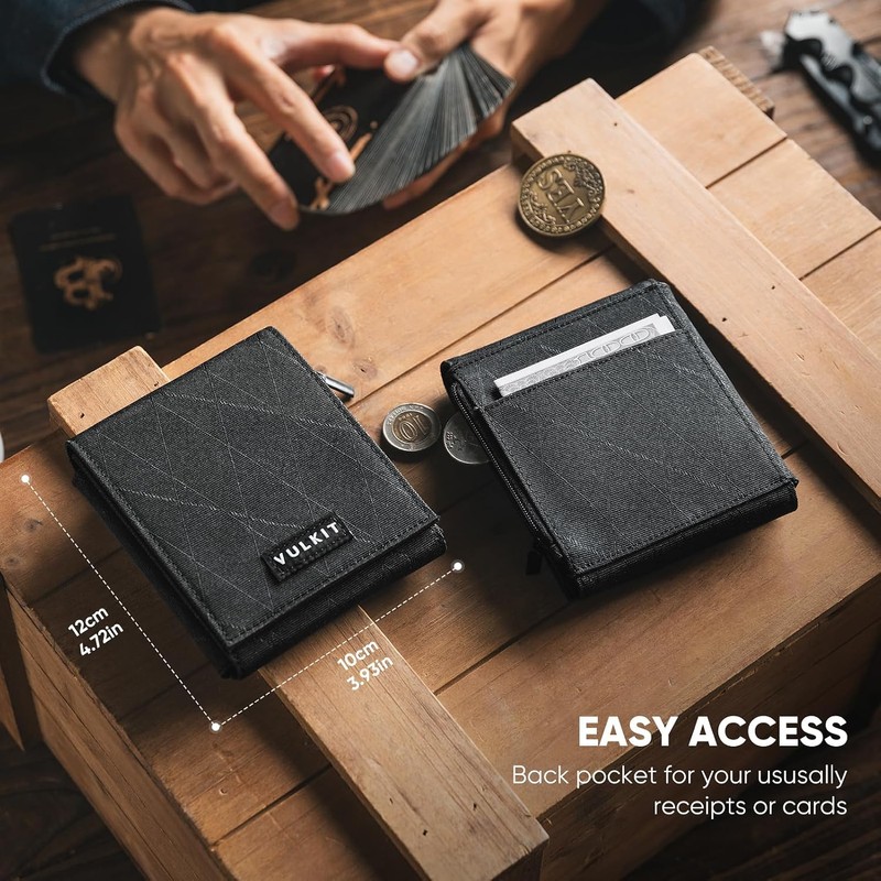 VULKIT Carteras de nailon con bloqueo RFID para hombre, billetera