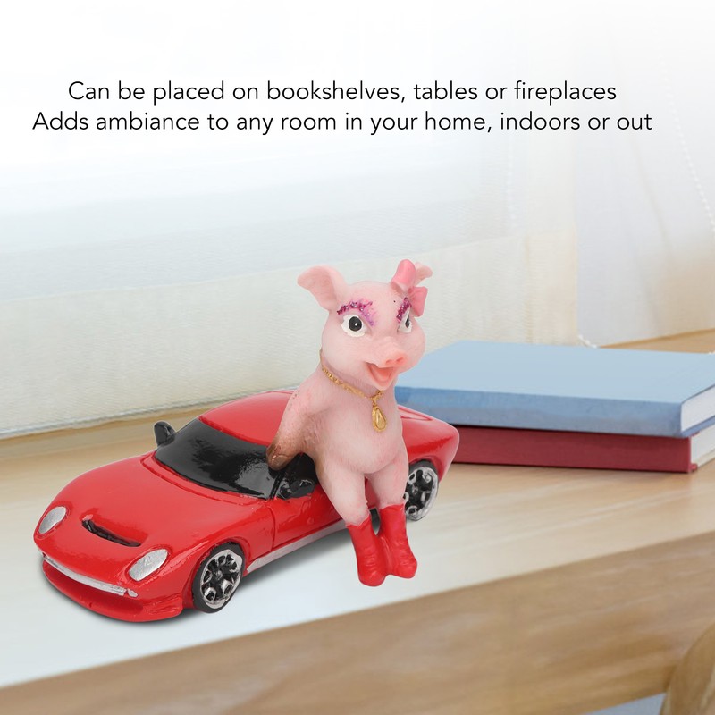 Pig Statue UV Resistant Coating Handcraft Resin Pig Figurine Red
