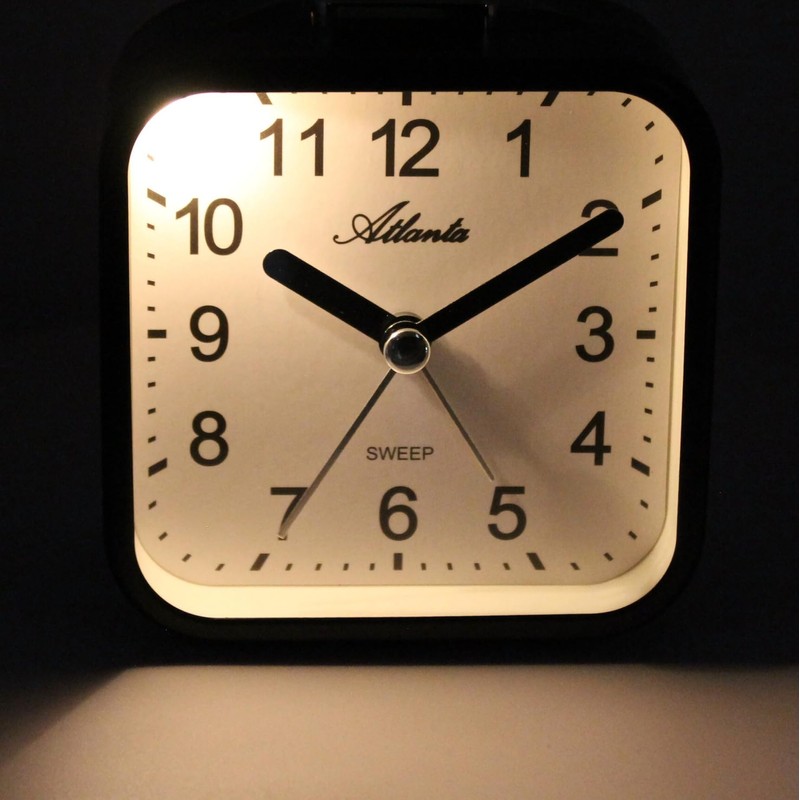 Atlanta Alarm clock without ticking light snooze crescendo quartz metal