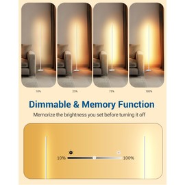 DEWENWILS LED Corner Floor Lamp, Set of 2 Modern Dimmable Mood Floor Light, 57.5" Minimalist Standing Tall Lamp for Living Room, Bedroom, Office, 3000K Warm White Light (White)