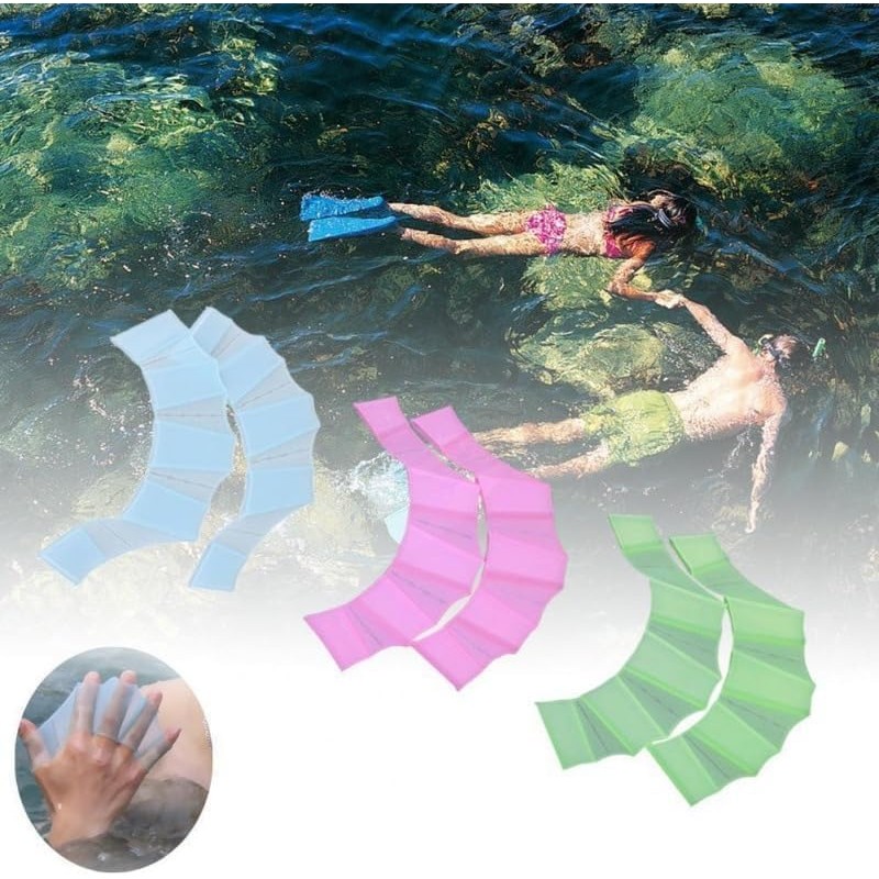 2Pcs Silicone Swim Fins Hand Webbed Training Gloves, Water Resistant