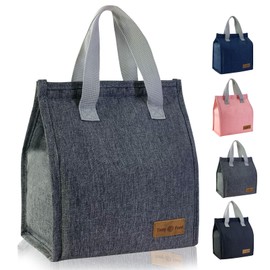 Mziart Minimalist Lunch Bag Small Insulated Lunch Box for Women Men, Grey
