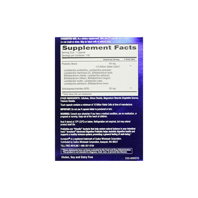 Trunature Advanced Digestive Probiotic White 100 Count