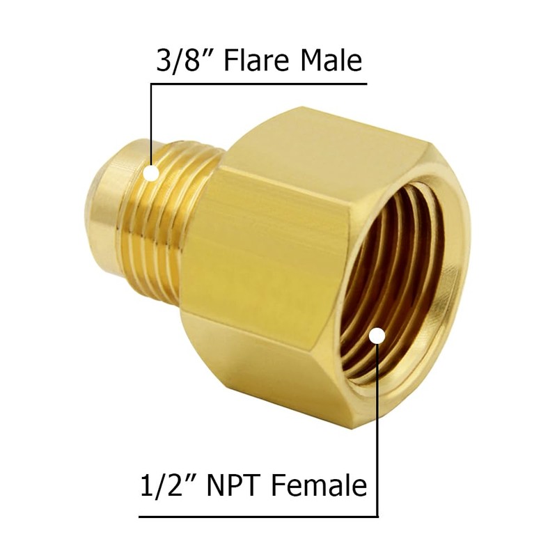 Hooshing 3/8" Flare to 1/2" NPT Female Propane Gas Line