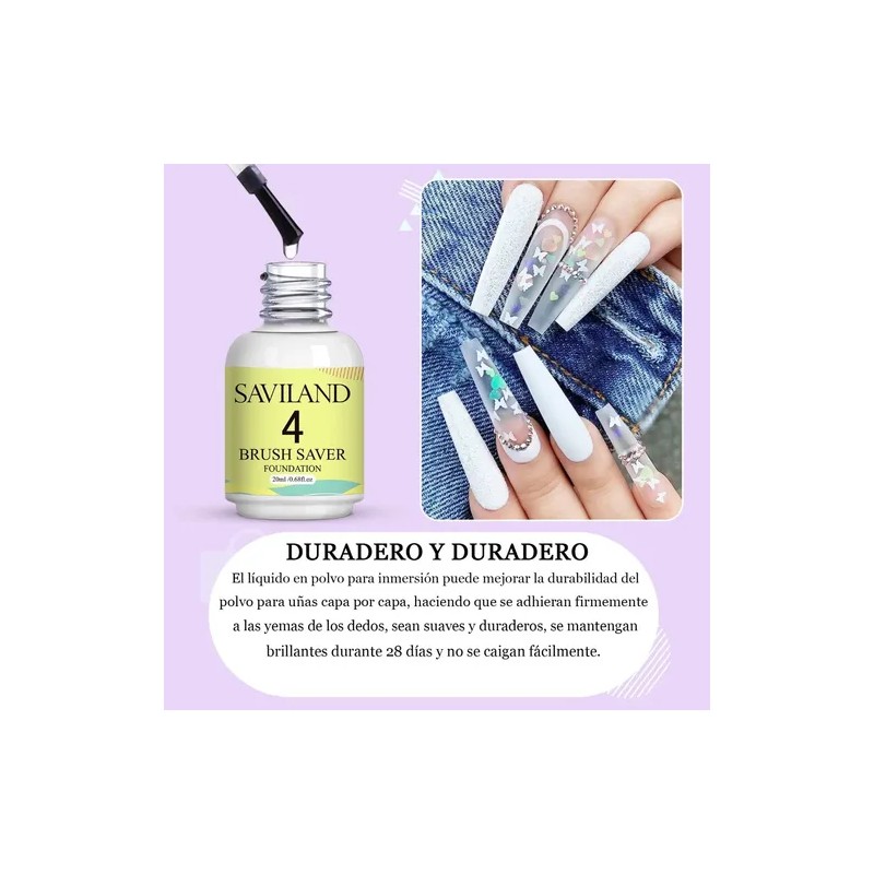Saviland Dip Powder Liquid Set, Base Top Coat, Activator 4pc