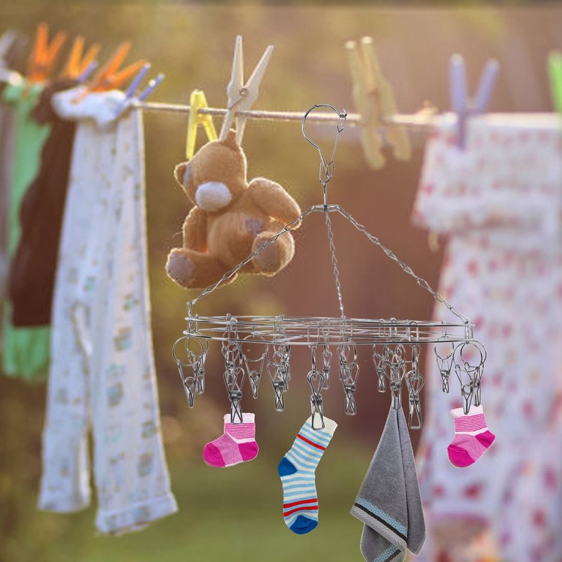 20 Clip Socks Rack Underwear Drying Hanger Stainless Steel Clothes