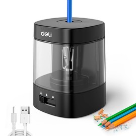 Deli Electric Pencil Sharpener, Automatic Pencil Sharpeners for No.2 Pencils Colored Pencils, USB & Battery Operated Pencil Sharpener for Kids, School, Home, Office, Classroom, Black